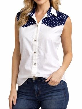 Vintage Banjo USA Western Star Button Up Blouse Y2K Americana Cowgirl Rodeo Top